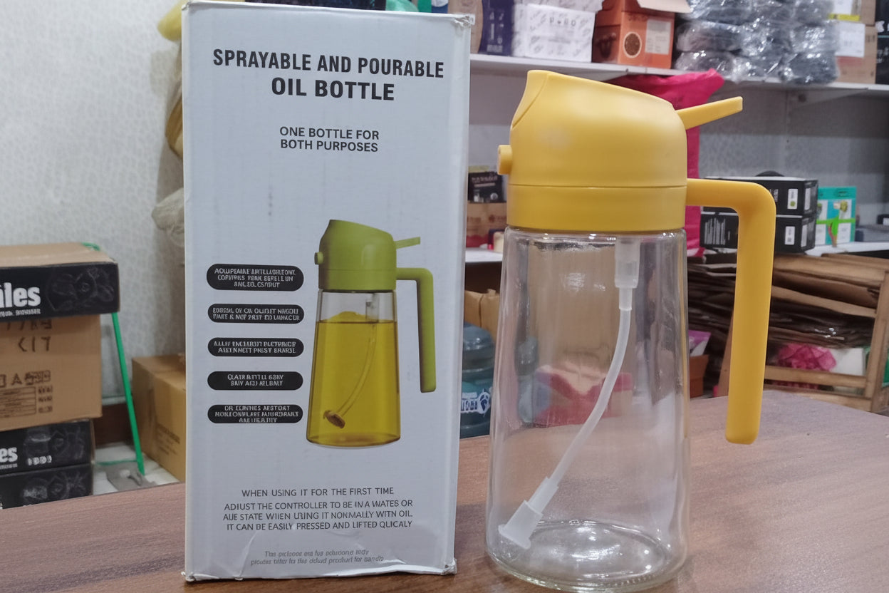 2 in 1 Oil Sprayer Bottle Kitchen Tool for Cooking Baking BBQ Easy Spray 470ML
